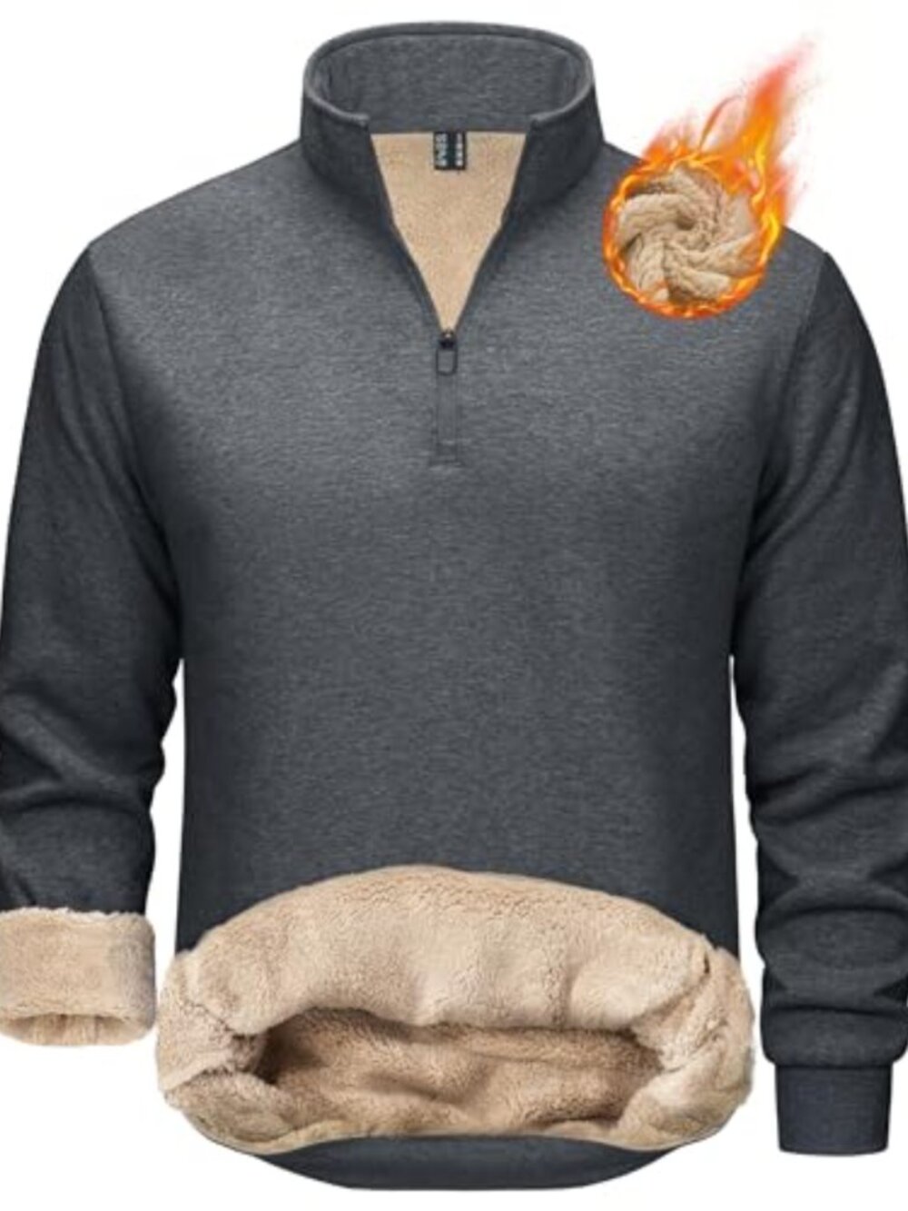 Men's Quarter Zip Sherpa Fleece Pullover Sweatshirt Thermal Winter Warm